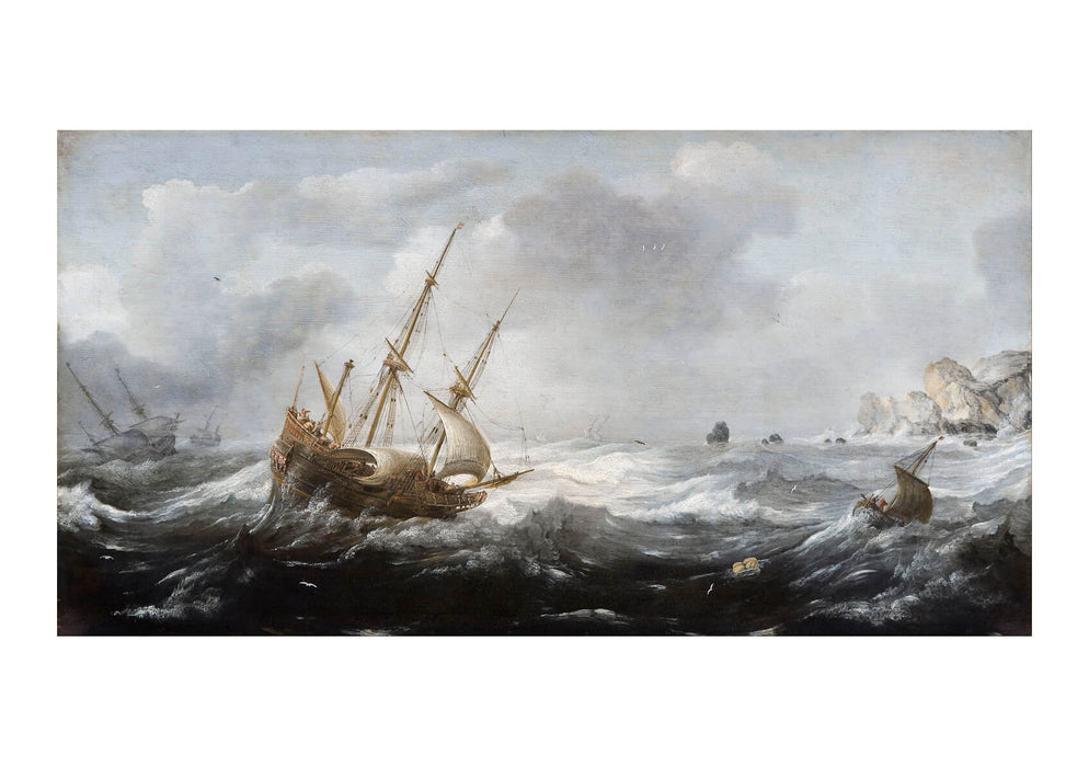 Jan Porcellis - Ships In A Storm On A Rocky Coast