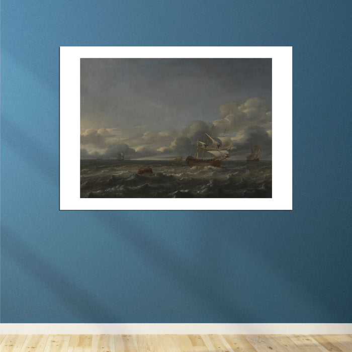 Jan Theunisz Blankerhoff - Men Of War In A Stiff Breeze