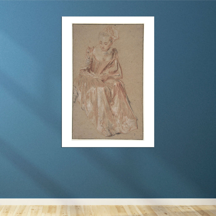 Jean Antoine Watteau - Seated Woman Holding a Fan