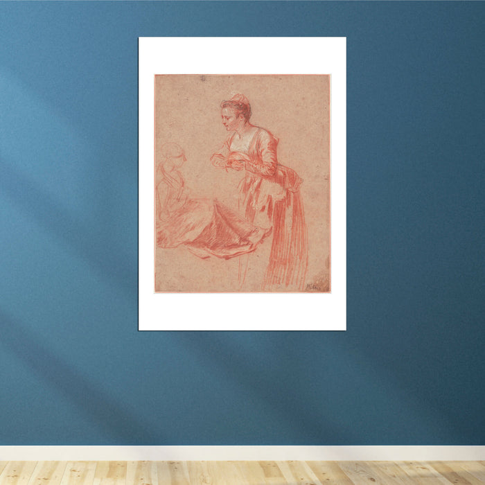 Jean Antoine Watteau - Two Figure Studies of a Young Woman