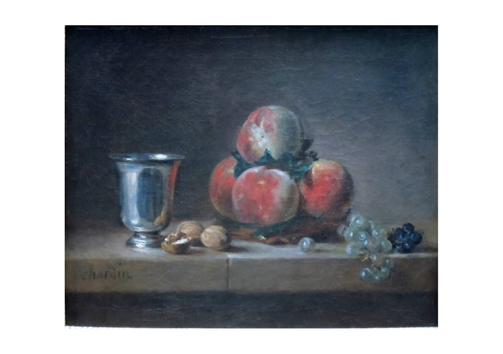 Jean Chardin - Still Life with Peaches a Silver Goblet Grapes and Walnuts
