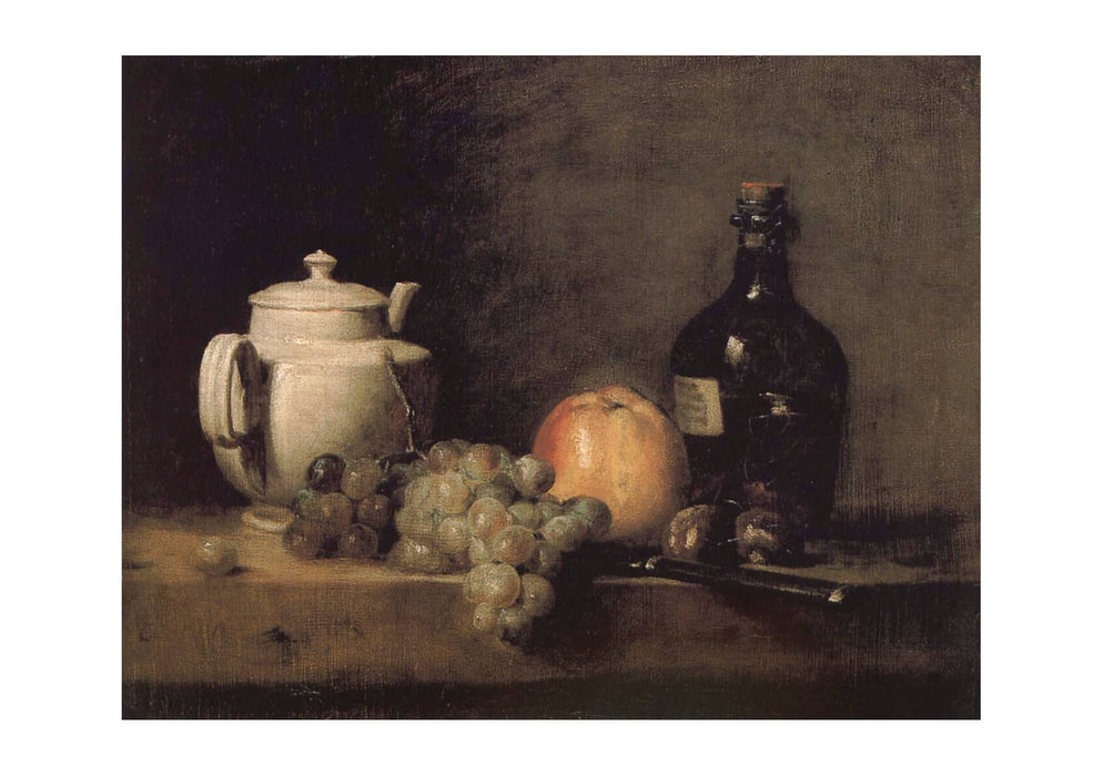 Jean Chardin - Teapot white grape apple bottle knife and Paris
