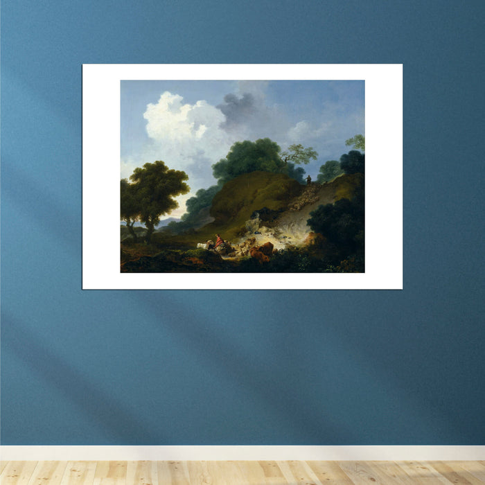 Jean Fragonard - Landscape with Shepherds and Flock of Sheep