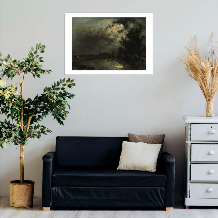 Johan Barthold Jongkind - View on Overschie in Moonlight