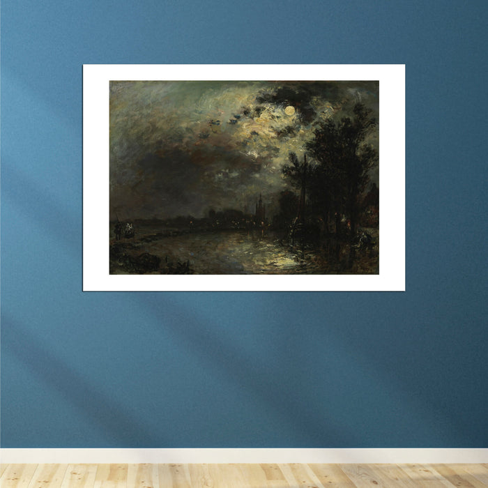 Johan Barthold Jongkind - View on Overschie in Moonlight