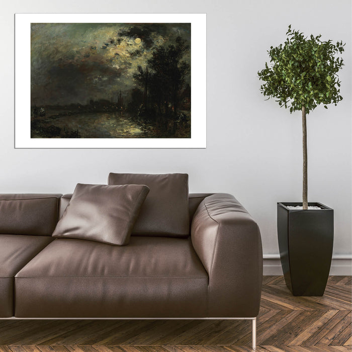 Johan Barthold Jongkind - View on Overschie in Moonlight