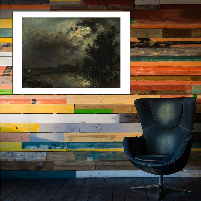 Johan Barthold Jongkind - View on Overschie in Moonlight