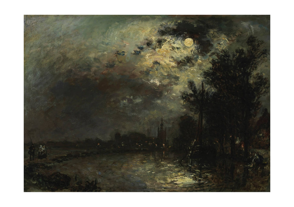 Johan Barthold Jongkind - View on Overschie in Moonlight