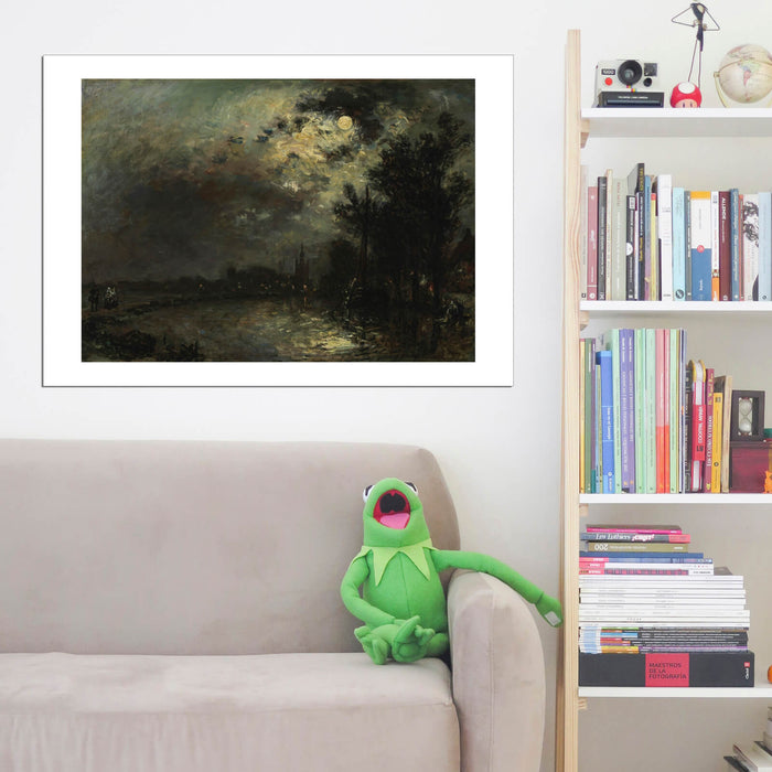 Johan Barthold Jongkind - View on Overschie in Moonlight