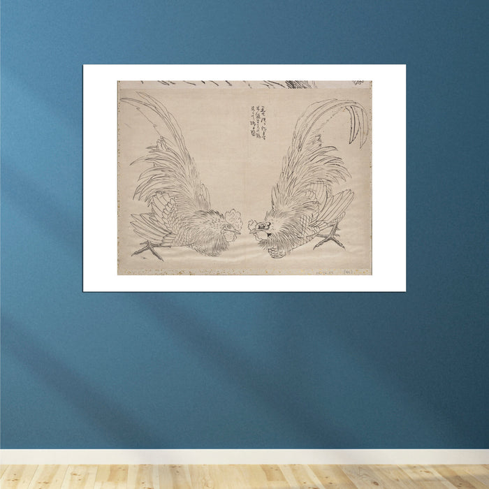 Katsushika Hokusai - Fighting Cocks