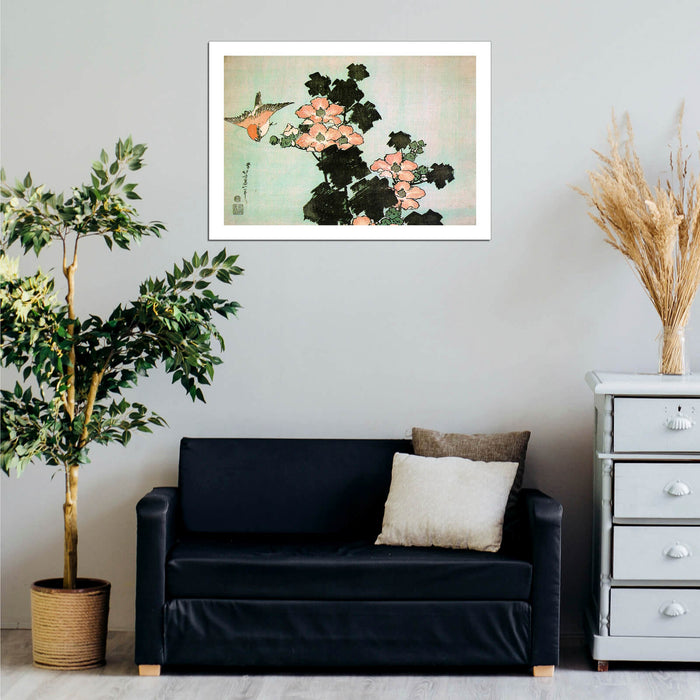 Katsushika Hokusai - Hibiscus & Sparrow