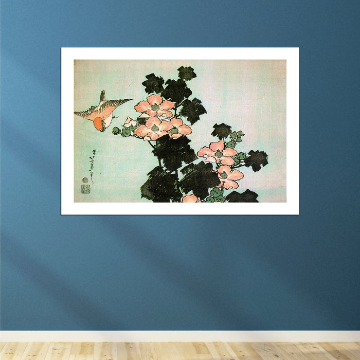 Katsushika Hokusai - Hibiscus & Sparrow