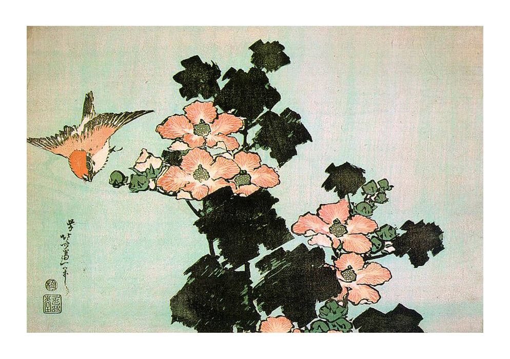 Katsushika Hokusai - Hibiscus & Sparrow