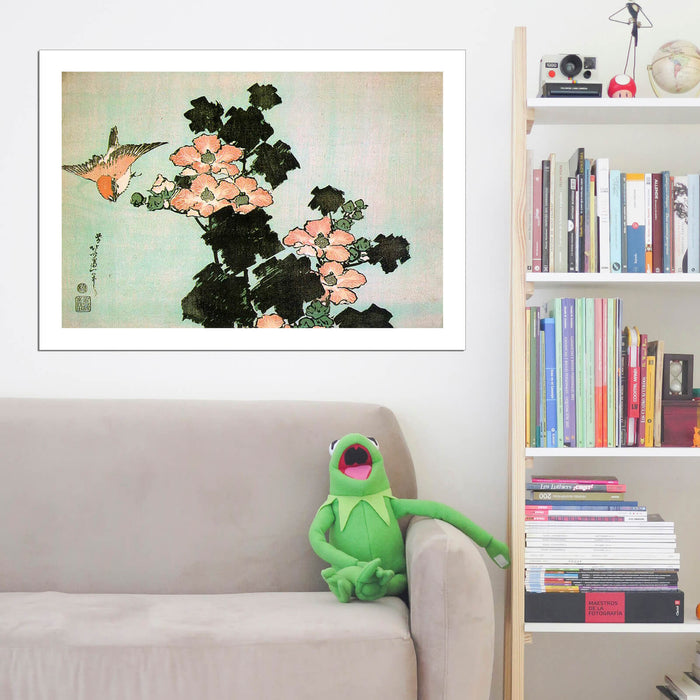 Katsushika Hokusai - Hibiscus & Sparrow