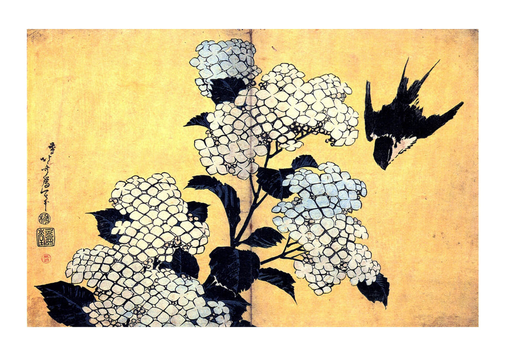 Katsushika Hokusai - Hydrangea and Swallow