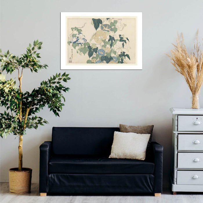 Katsushika Hokusai - Morning Glories in Flowers & Buds