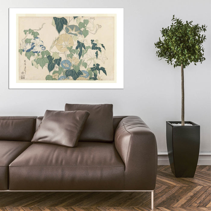 Katsushika Hokusai - Morning Glories in Flowers & Buds