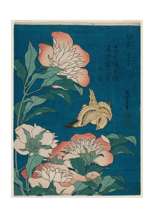 Katsushika Hokusai - Peonies & Canary 1834