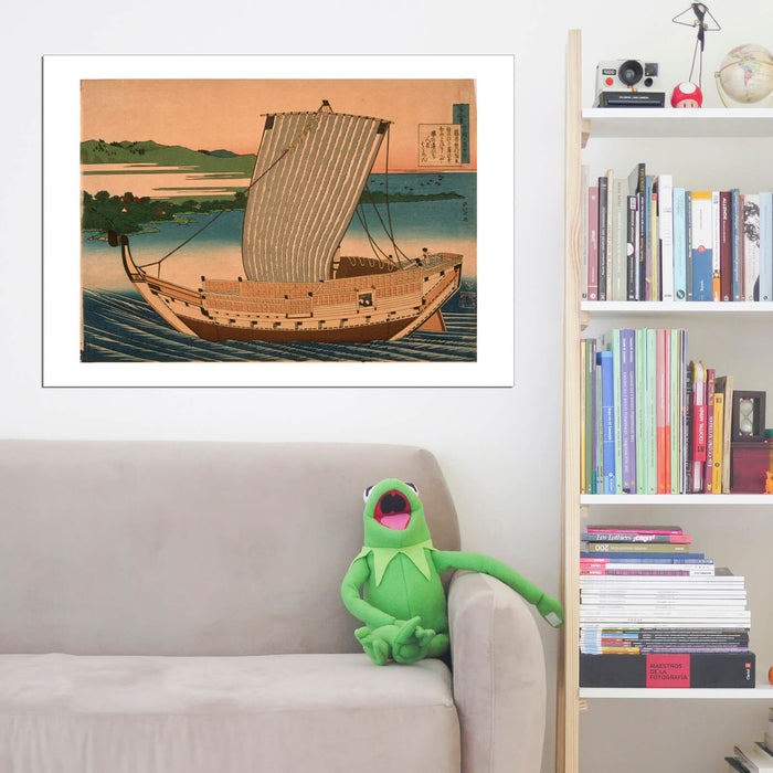 Katsushika Hokusai - Sailboat on Blue Water