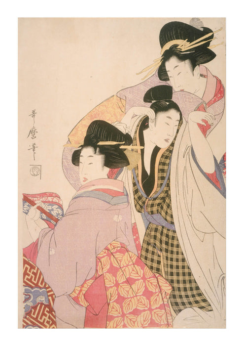 Kitagawa Utamaro - Two Geishas and a Tipsy Client
