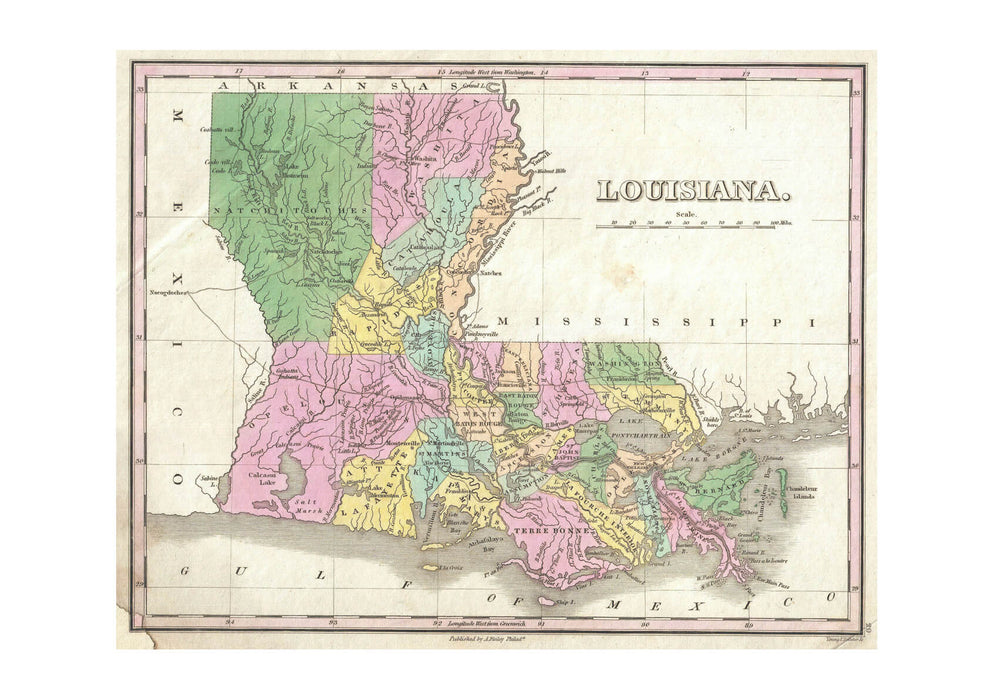 Louisiana Map Finley 1827