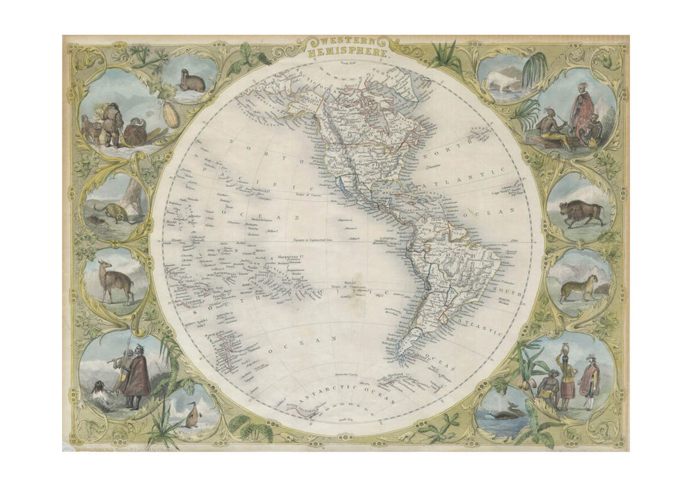 Map Of The Western Hemisphere Tallis 1850