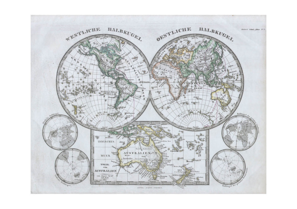 Map Of The World Hemisphere Stieler 1862