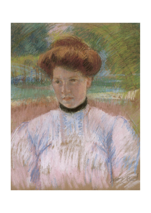 Mary Cassatt - Young Woman with Auburn Hair in a Pink Blouse