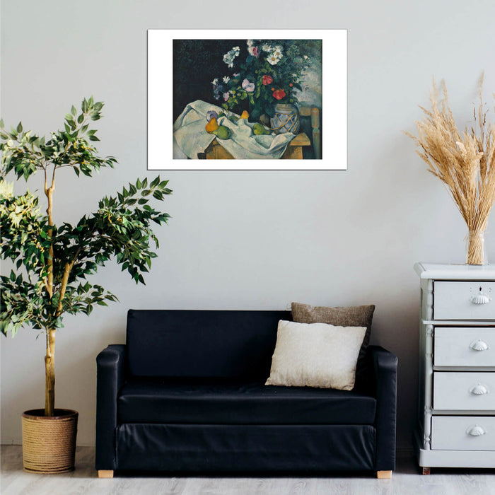 Paul Cezanne - Fleurs dans un pot de gingembre et fruits
