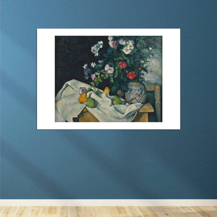 Paul Cezanne - Fleurs dans un pot de gingembre et fruits