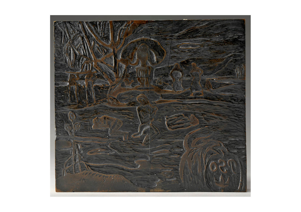 Paul Gauguin - Mahana Atua woodcut block