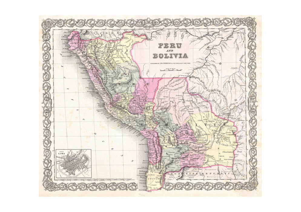 Peru and bolivia Map Colton 1855