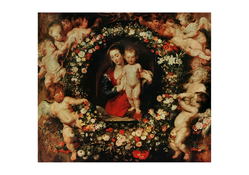 Peter Paul Rubens - De Oude Madonna in een bloemenkrans