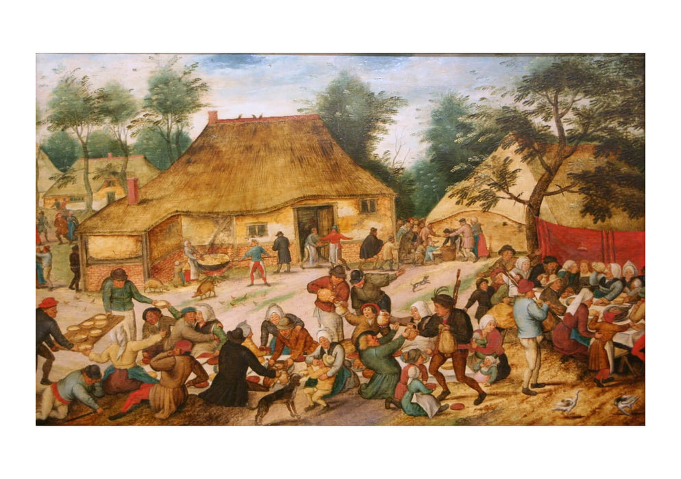 Pieter Bruegel the Elder - De Jonge Bruiloftsmaal voor een boerenhuis