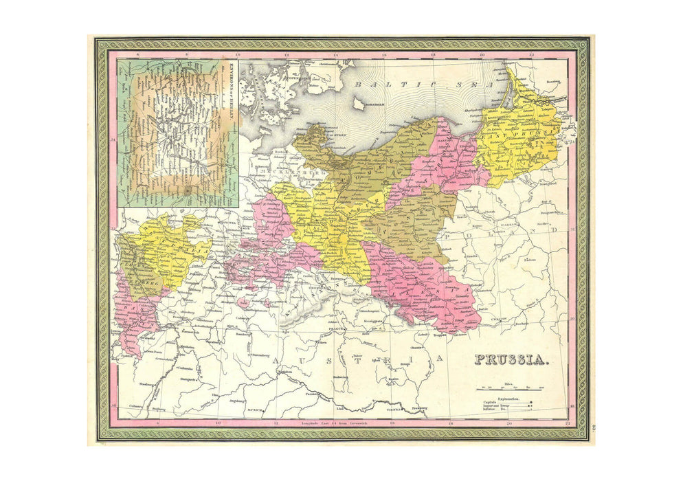 Prussia, Germand Map Mitchell 1850