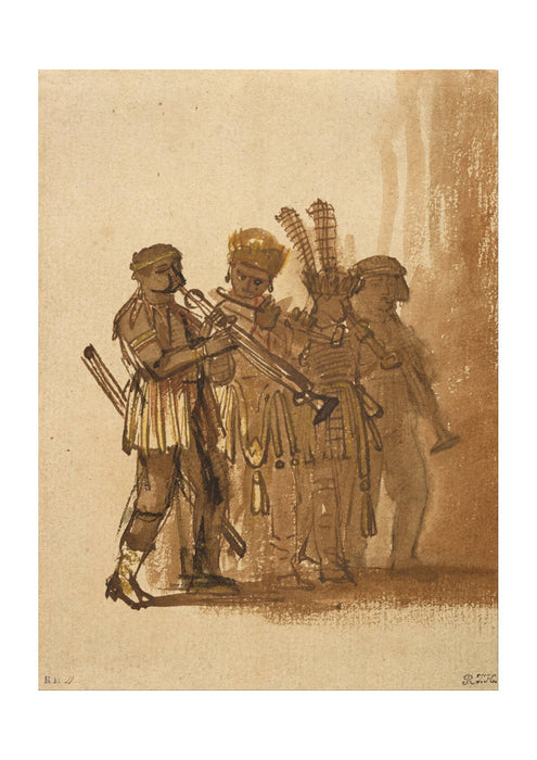 Rembrandt Harmenszoon van Rijn - Four Musicians with Wind Instruments