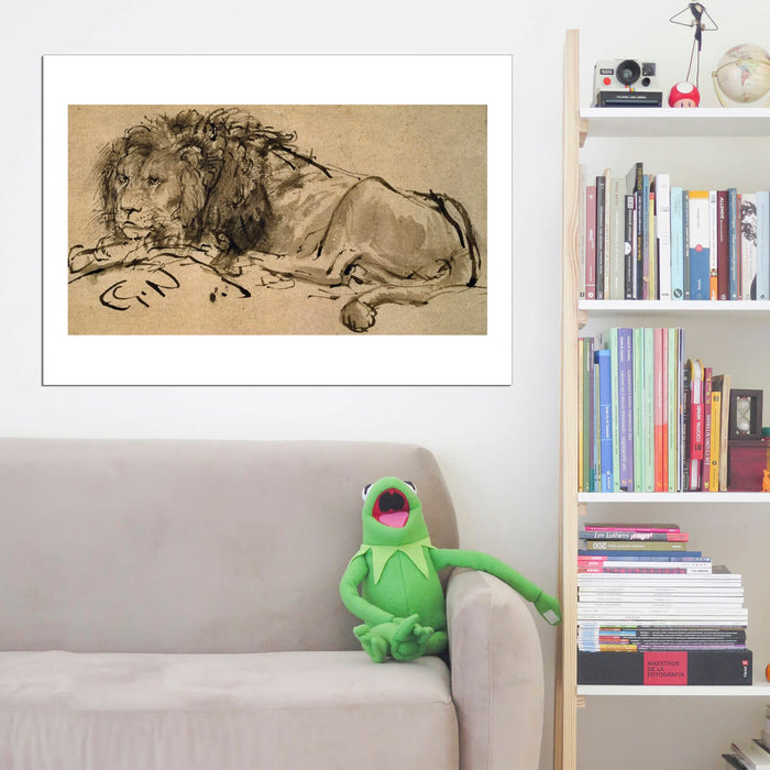 Rembrandt Harmenszoon van Rijn - Lion Resting Sketch