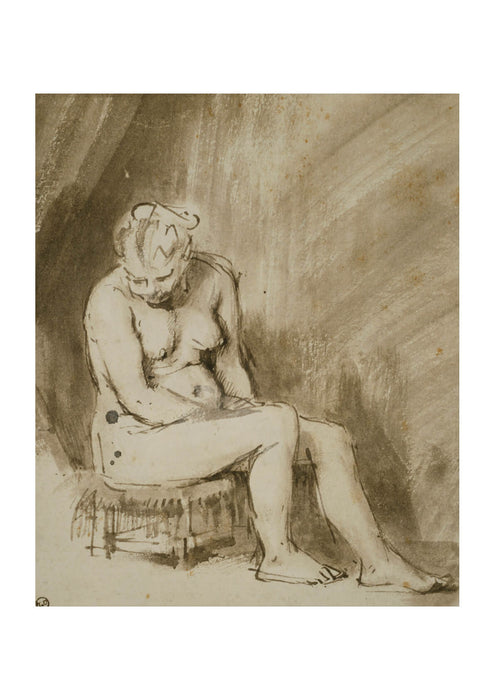 Rembrandt Harmenszoon van Rijn - Nude Woman Seated on a Stool