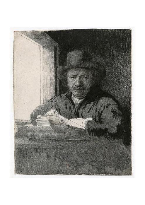 Rembrandt Harmenszoon van Rijn Self Portrait Leaning on a Stone Sill