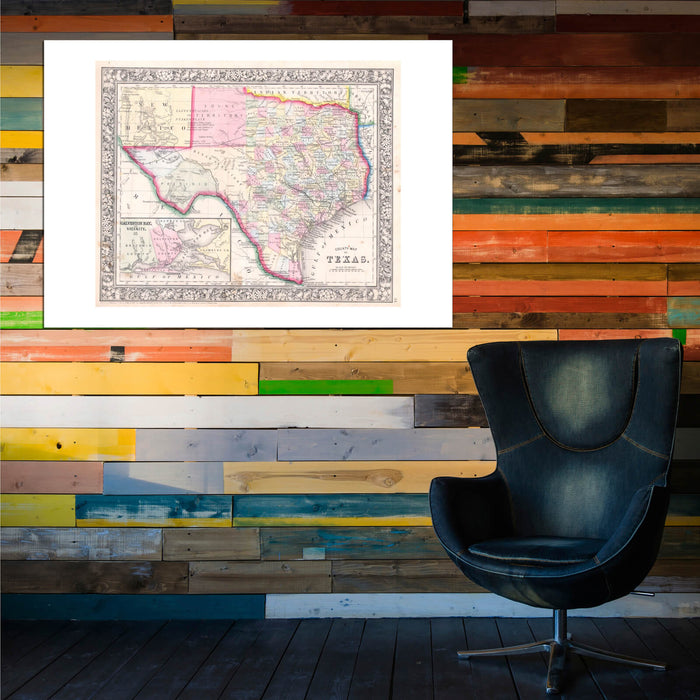 Texas Map Mitchell 1864