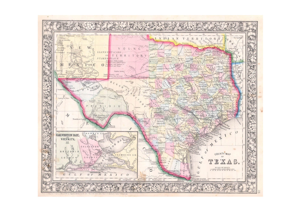 Texas Map Mitchell 1864