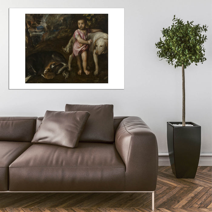 Titian - Boy with Dogs in a Landscape