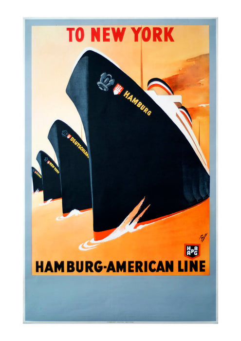 To New York Hamburg American Line