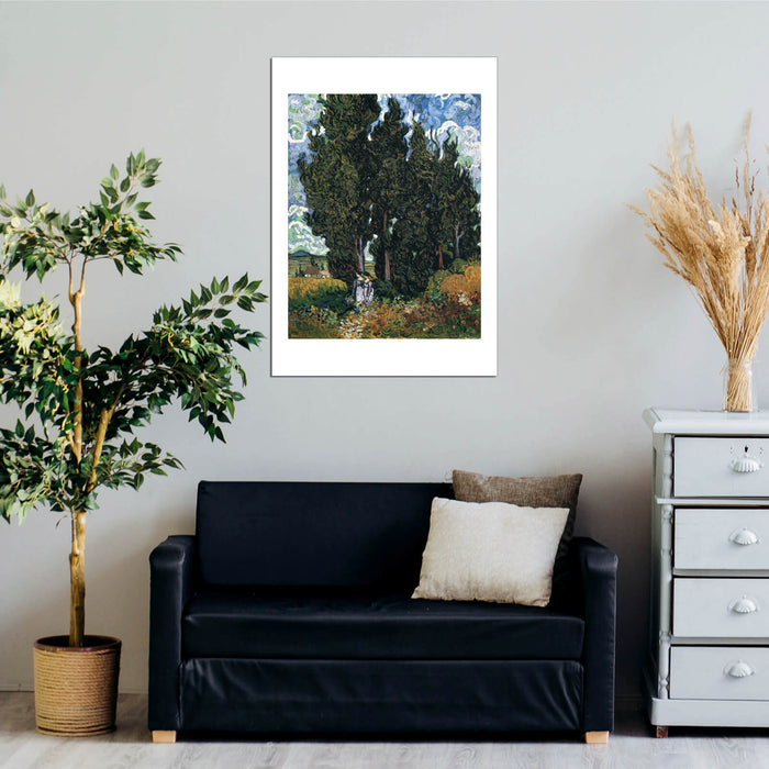 Vincent Van Gogh - Cypresses with Two Women, 1889