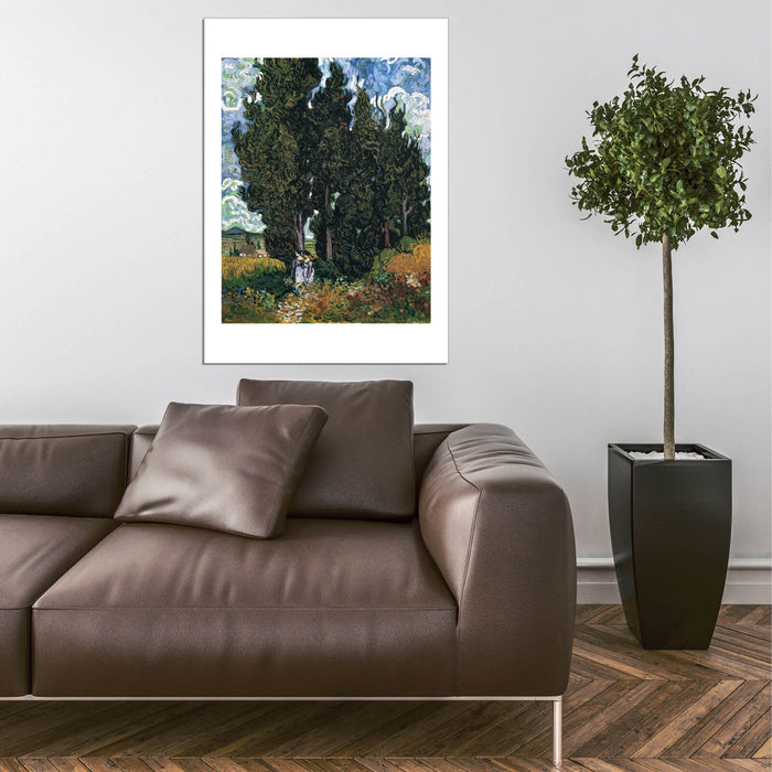 Vincent Van Gogh - Cypresses with Two Women, 1889