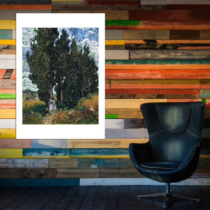 Vincent Van Gogh - Cypresses with Two Women, 1889