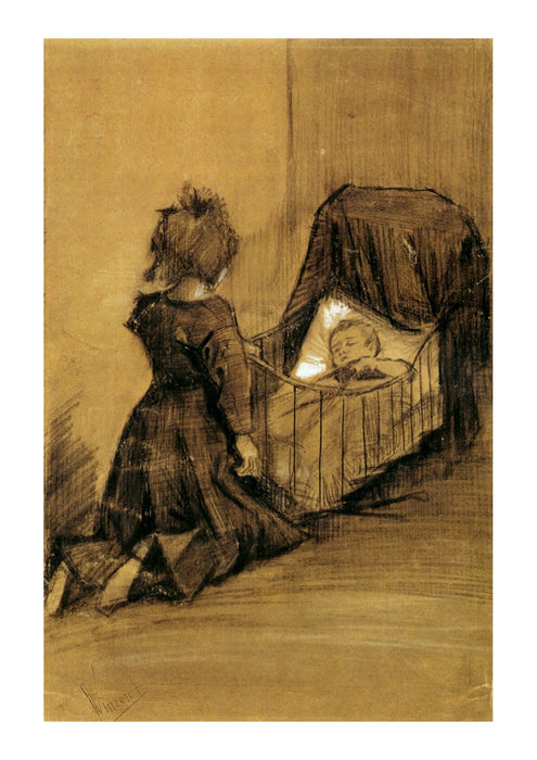 Vincent Van Gogh - Girl Kneeling by a Cradle, 1883