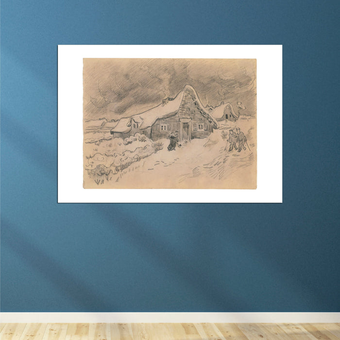 Vincent Van Gogh - Snow Landscape with Cottages, Peasant Cottages