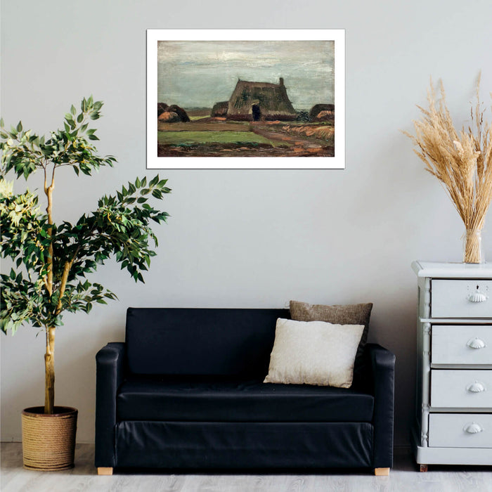 Vincent Van Gogh Farmhouse with Peat Stacks, 1883