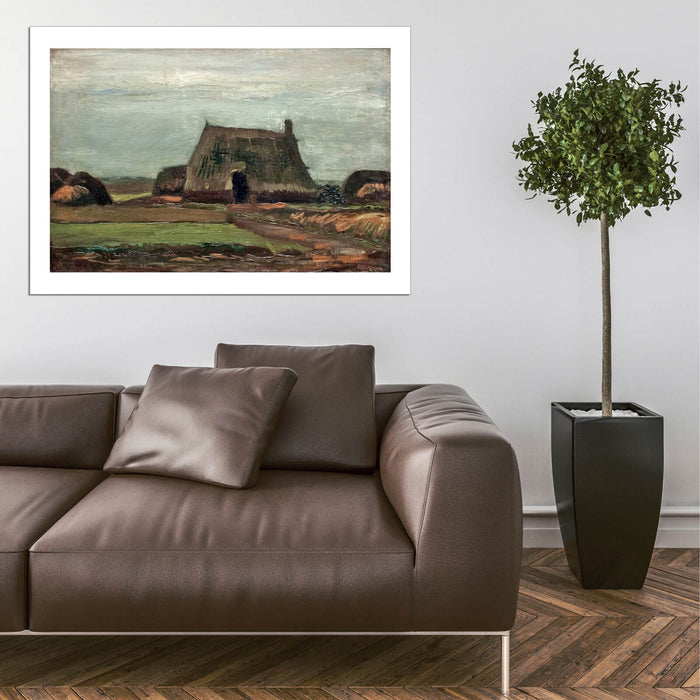 Vincent Van Gogh Farmhouse with Peat Stacks, 1883